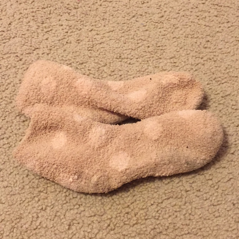 Beige and Pink Spotted Fuzzy Socks